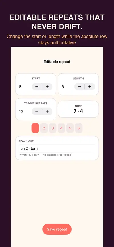 Crochet Row Counter: Repeat 화면 2