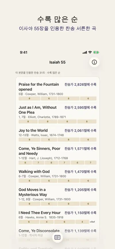 Hymn Crosswalk: 본문과 운율 화면 2
