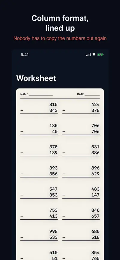 Math Worksheet: Answer Key 화면 1