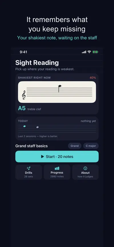 Sight Reading: Note Trainer! 화면 2
