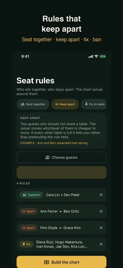 Seating Chart: Seat Rules 화면 2